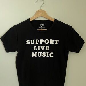 Black 'Support Live Music' T-Shirt / baby tee